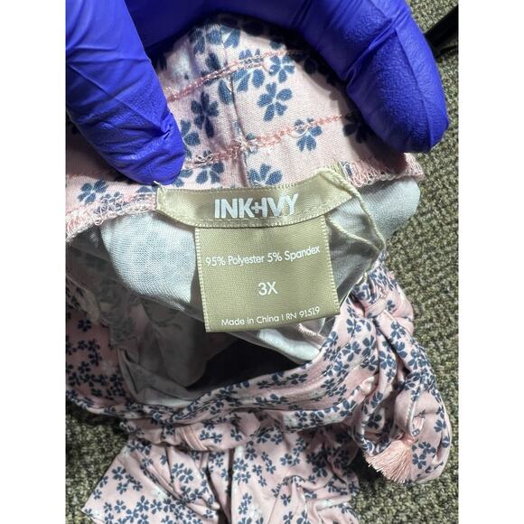 Ink + Ivy Floral Pajama Bottoms, Womens Size 3X, Pink With Blue Flowers, NWT - Picture 3 of 10